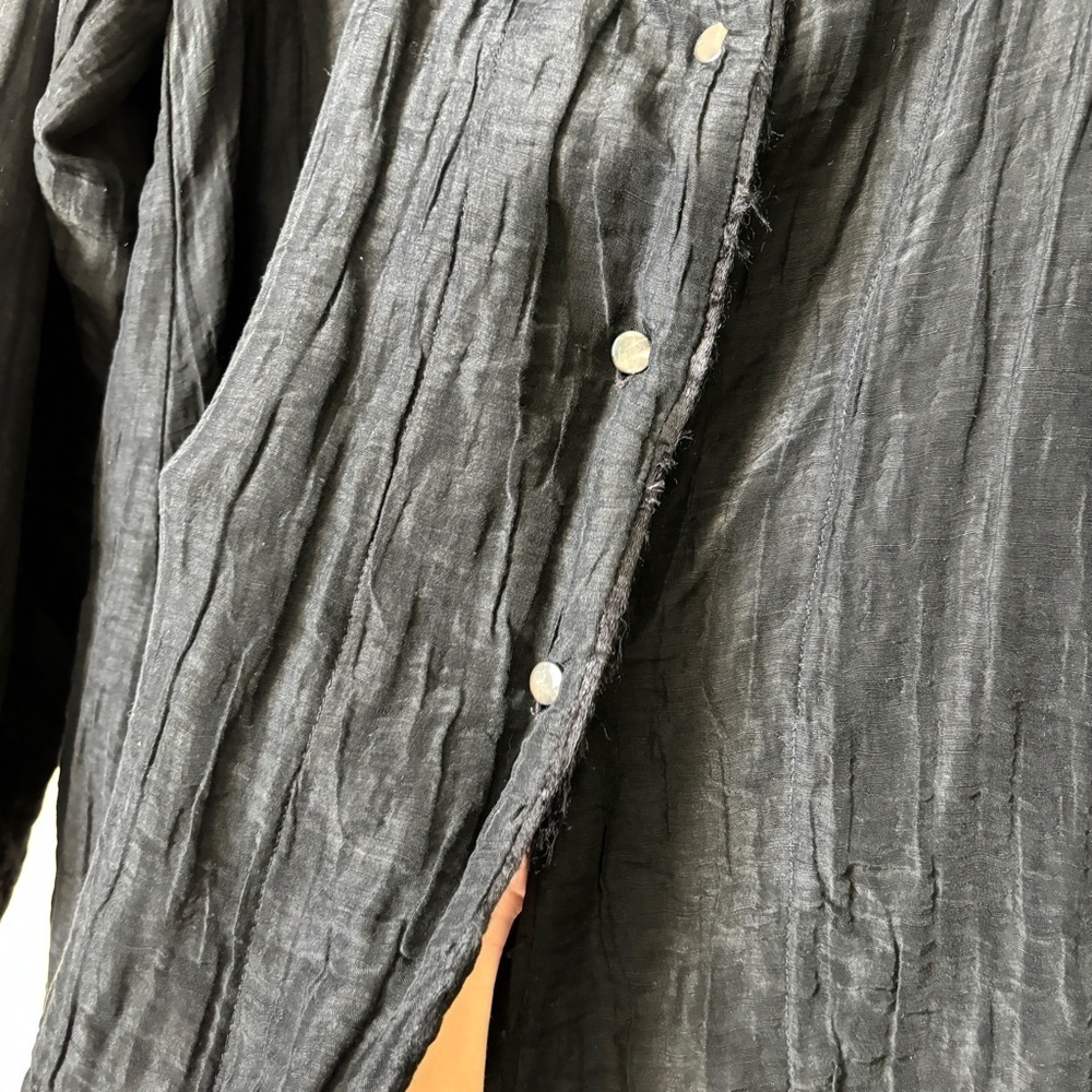 Cynthia Ashby Silk Linen Crinkle Textured Lagenlook Button Down Jacket - Picture 7 of 14